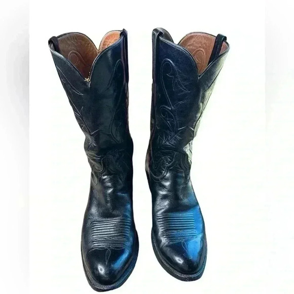 Lucchese Baker Cowhide Black Medium Round Toe 9 2E - Picture 1 of 11